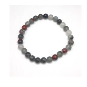 Artisan Bloodstone Jasper Beaded Stretch Bracelet Gray Red 6mm Gemstones Unisex